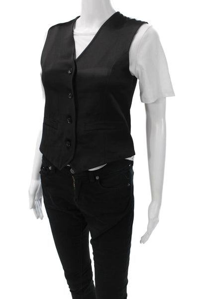 CO Women Basic Jacket Vest Black V-Neck Sleeveless Size XS
