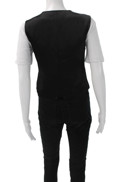 CO Women Basic Jacket Vest Black V-Neck Sleeveless Size XS