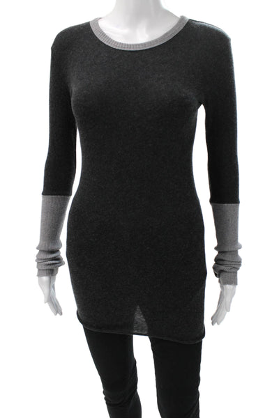 Enza Costa Women Sweater Dress Gray Colorblock Wool Blend Long Sleeve Size S