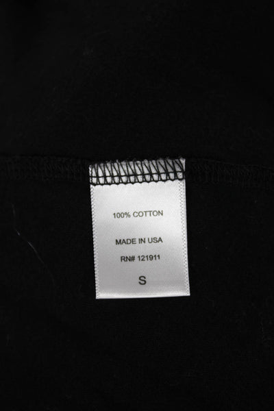 LNA Women Basic Black V-Neck Cotton Short Sleeve T-Shirt Size S