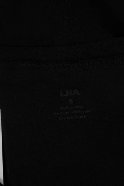 LNA Women Basic Black V-Neck Cotton Short Sleeve T-Shirt Size S