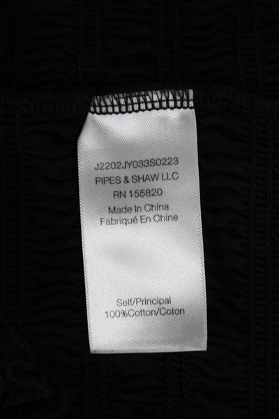 Veronica Beard Women Basic Black Cotton Round Neck Short Sleeve Blouse Size XS