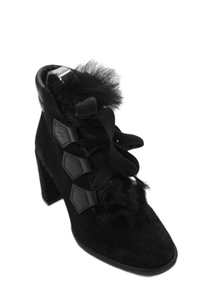 Pedro Garcia Womens Suede Lace Up Ankle Boots Heels Black Size 36.5 6.5