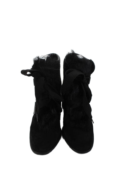Pedro Garcia Womens Suede Lace Up Ankle Boots Heels Black Size 36.5 6.5