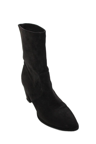 Stuart Weitzman Womens Suede Pointed Toe Pull On Ankle Boots Black Size 38 8