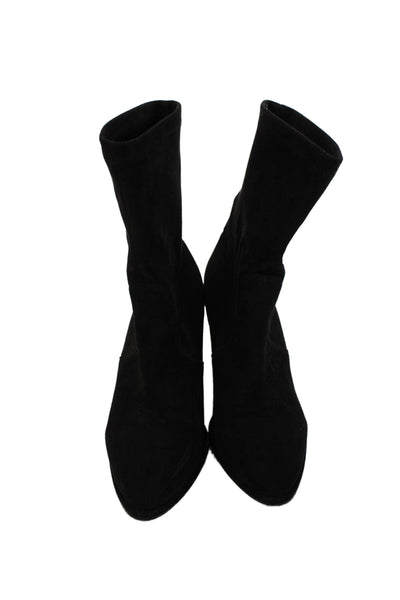 Stuart Weitzman Womens Suede Pointed Toe Pull On Ankle Boots Black Size 38 8