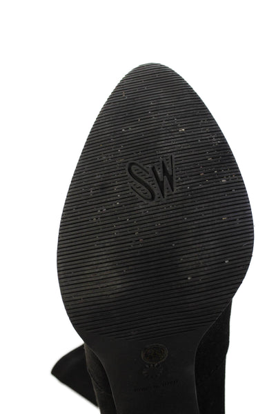 Stuart Weitzman Womens Suede Pointed Toe Pull On Ankle Boots Black Size 38 8