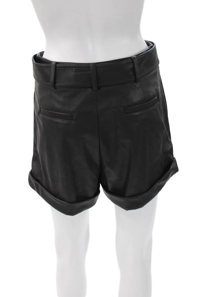 Generation Love Womens Paperbag Waist Shorts Black Polyurethane Size S
