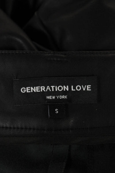 Generation Love Womens Paperbag Waist Shorts Black Polyurethane Size S