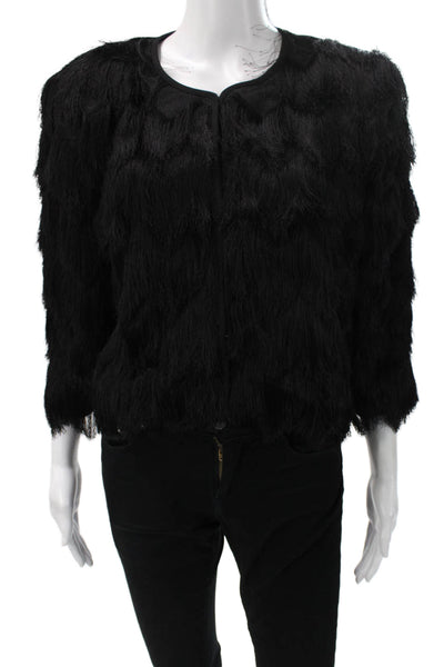 BCBG Max Azria Women Black Basic Jacket 3/4 Sleeve Polyester Size XL