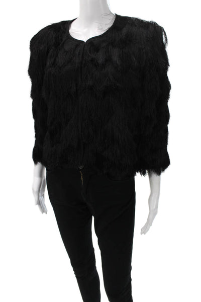 BCBG Max Azria Women Black Basic Jacket 3/4 Sleeve Polyester Size XL
