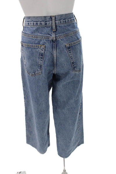 Zara Womens Wide-Leg Jeans Blue High-Rise Cotton Size 4