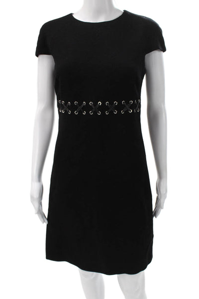 Michael Kors Women Sheath Dress Black Wool Short Sleeve Size 4