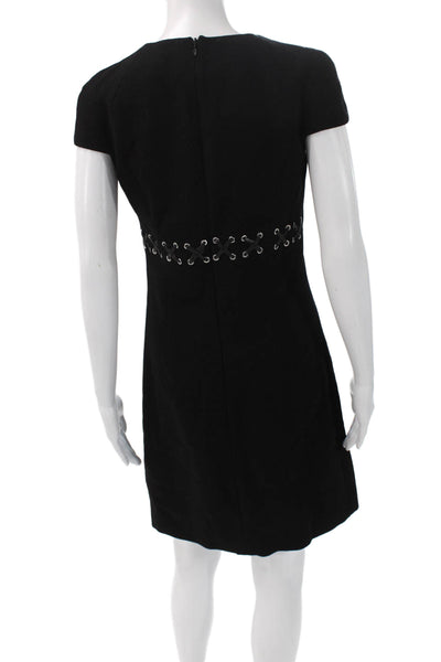 Michael Kors Women Sheath Dress Black Wool Short Sleeve Size 4