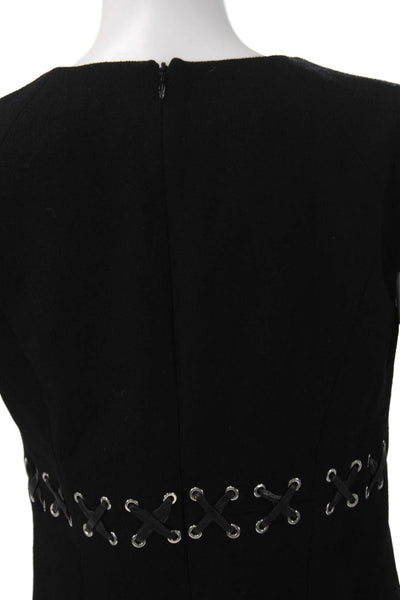 Michael Kors Women Sheath Dress Black Wool Short Sleeve Size 4