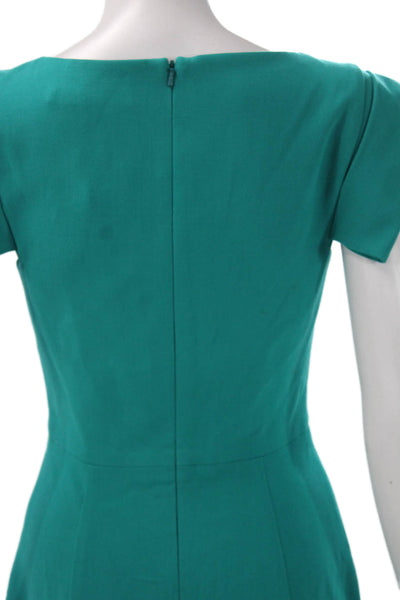 Black Halo Women Green Sheath Dress Short Sleeve Scoop Neck Polyester Size 2