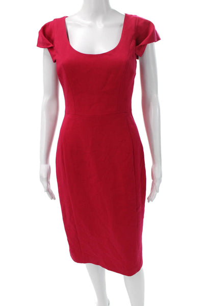 Black Halo Womens Sheath Dress Pink Short Scoop Neck Short Sleeve Size 2