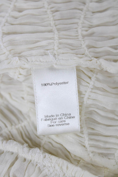 Ronny Kobo Womens Collared Long Sleeve Button-Up Top Ivory Polyester Size XS