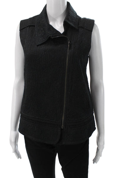 Elizabeth & James Womens Biker Vest Black Zip Sleeveless Size 2