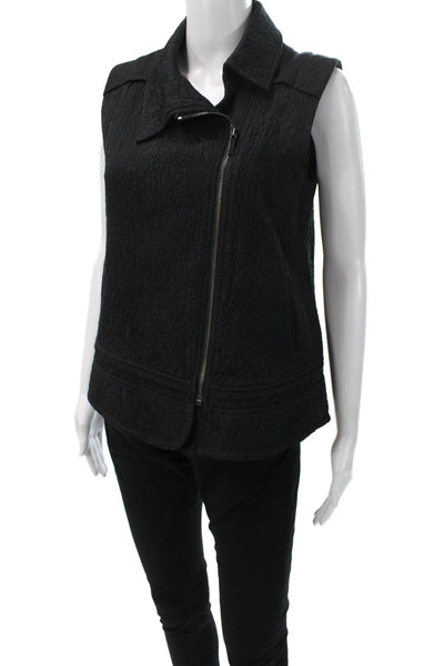 Elizabeth & James Womens Biker Vest Black Zip Sleeveless Size 2
