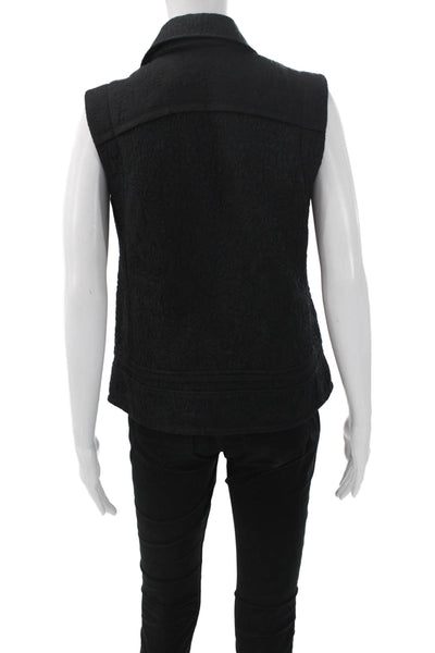 Elizabeth & James Womens Biker Vest Black Zip Sleeveless Size 2