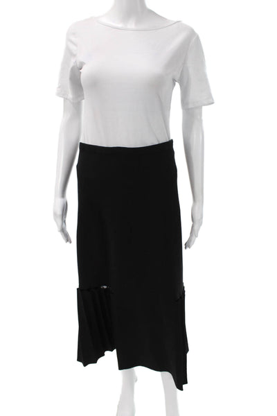 D. Exterior Womens Pleated Long Black Polyester Skirt Pull On Size S