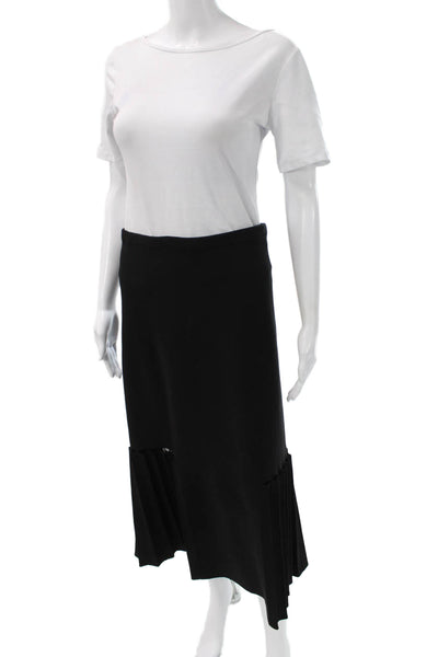 D. Exterior Womens Pleated Long Black Polyester Skirt Pull On Size S