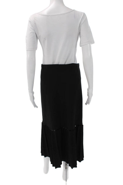 D. Exterior Womens Pleated Long Black Polyester Skirt Pull On Size S