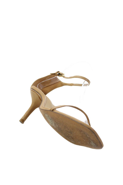 Reformation Womens Leather Thong Strappy Sandal Heels Brown Size 7
