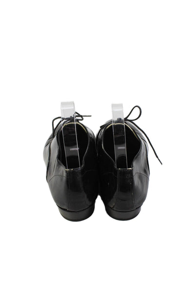 Saint Laurent Womens Patent Leather Lace Up Oxford Flats Black Size 40 10