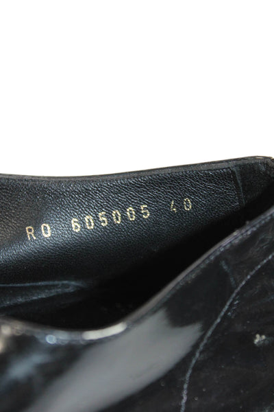 Saint Laurent Womens Patent Leather Lace Up Oxford Flats Black Size 40 10