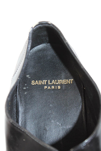 Saint Laurent Womens Patent Leather Lace Up Oxford Flats Black Size 40 10