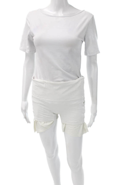 Lululemon Women Athletic White Solid Polyester Blend Shorts Size 8