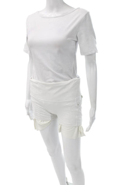 Lululemon Women Athletic White Solid Polyester Blend Shorts Size 8