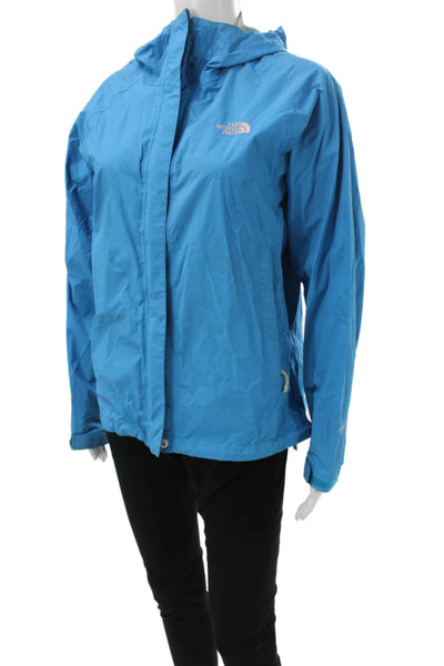 The North Face Womens Rain Coat Blue Nylon Zip Outdoor Size M