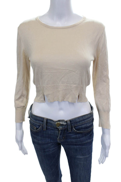 Band Of Outsiders Womens Pullover Sweater Silk Long Sleeve Beige Size 1