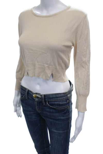 Band Of Outsiders Womens Pullover Sweater Silk Long Sleeve Beige Size 1