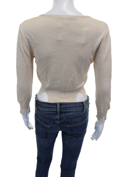 Band Of Outsiders Womens Pullover Sweater Silk Long Sleeve Beige Size 1