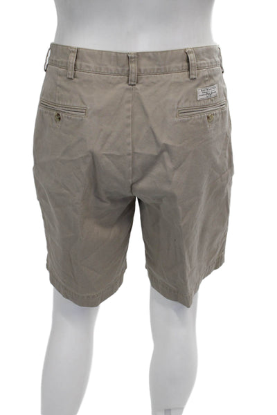 Polo Ralph Lauren Mens Chino Shorts Beige 100% Cotton Solid Button Size 34