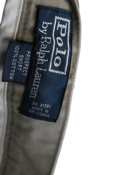Polo Ralph Lauren Mens Chino Shorts Beige 100% Cotton Solid Button Size 34
