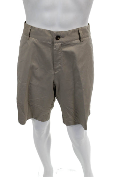Adidas Mens Athletic Beige Polyester Button Shorts Size 34