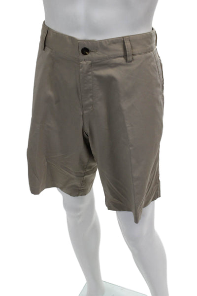 Adidas Mens Athletic Beige Polyester Button Shorts Size 34