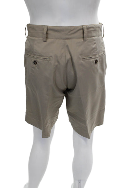 Adidas Mens Athletic Beige Polyester Button Shorts Size 34