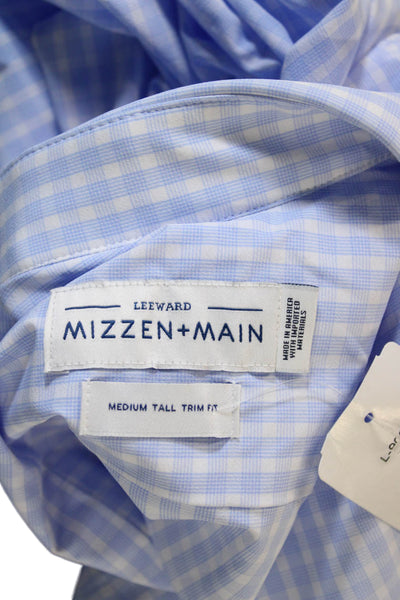 Mizzen + Main Mens Plaid Button Down Shirt Blue White Size Medium