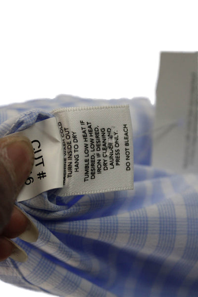 Mizzen + Main Mens Plaid Button Down Shirt Blue White Size Medium