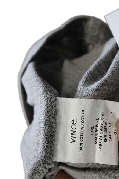 Vince Mens Long Sleeves Henley Shirt Grey Cotton Size Large