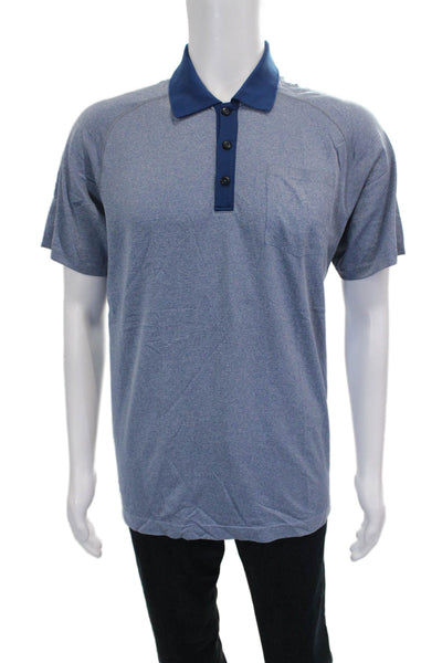 Lululemon Mens Short Sleeves Crew Neck Polo Shirt Blue Size Medium