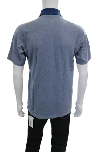 Lululemon Mens Short Sleeves Crew Neck Polo Shirt Blue Size Medium