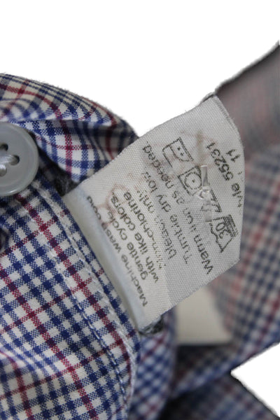 J Crew Mens Plaid Button Down Collar Shirt Red Blue Cotton Size Medium