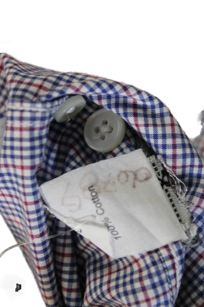 J Crew Mens Plaid Button Down Collar Shirt Red Blue Cotton Size Medium